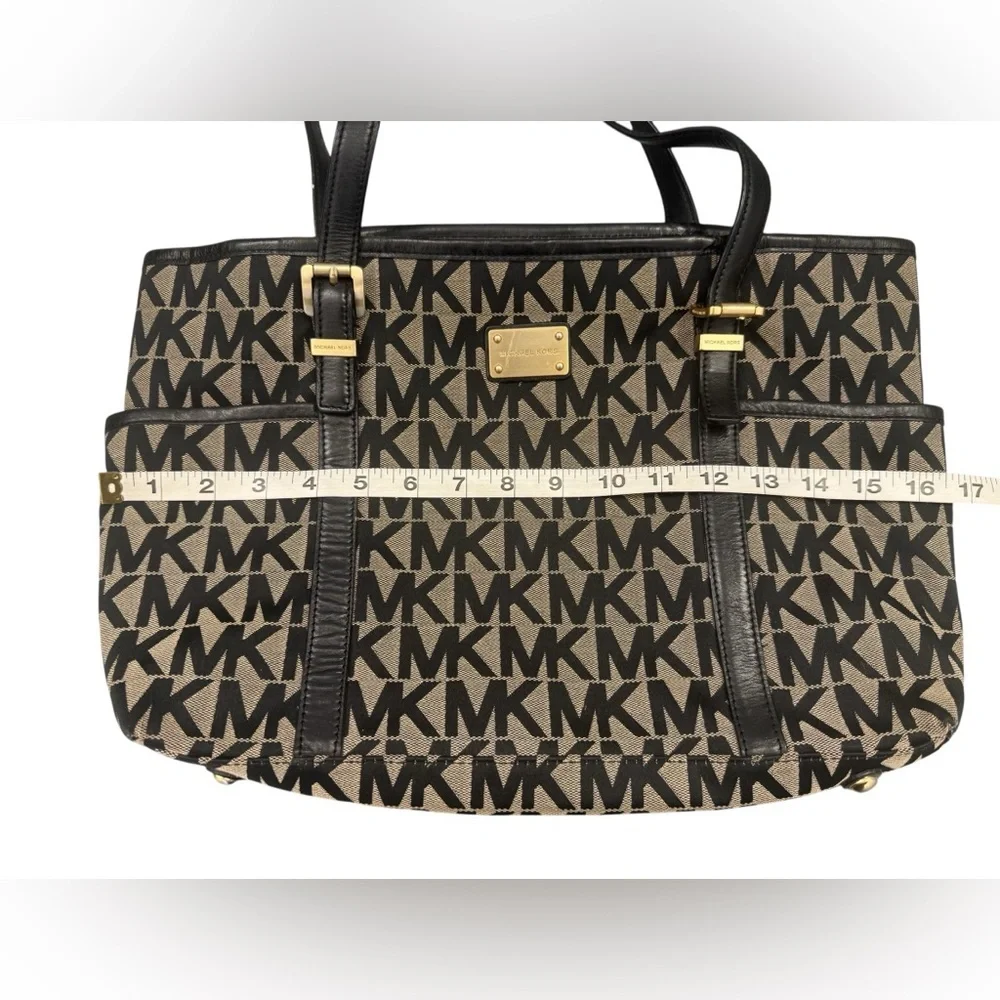 Michael Kors Jet Set MK Signature LG TZ Tote Black Canvas Bag